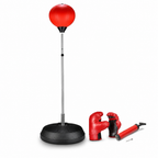 48 Pieces Freestanding Punching Ball Sets with Steel Spring Pole, Boxing Gloves and Air Pump, Red and Black