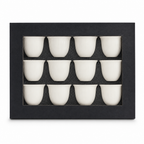 96 Pieces Ceramic Cup Set, White, 12 Pieces, Ribbed Drinkware for Home Dining