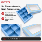 144 Pieces Chocolate Box with 6 Compartments, Blue, 14.5 x 10.5 x 3.5 cm, 1 Piece