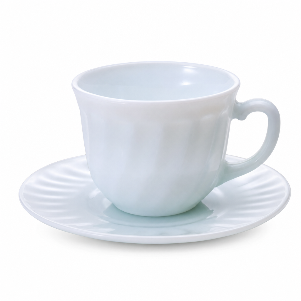 72 Pieces Opal Glass Coffee Cups with Saucers, 190 ml, 6-Piece Pack