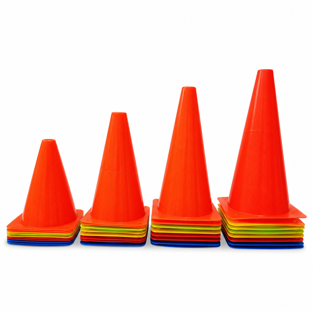 96 Pieces Plastic Training Cones, 32 cm, Multicolor, 10-Piece Pack for Sports Practice and Field Marking
