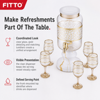 48 Pieces Glass Beverage Dispensers Jug and Tumbler Set, Clear and Gold, 7 Pieces