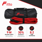 48 Pieces Kinetic Vehicle Recovery Tow Rope, 9 m, 8.2 Ton, 30% Elasticity, Red