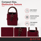 72 Pieces Mini Woven Handbags with Top Handles, Burgundy, 16 x 13 x 8 cm