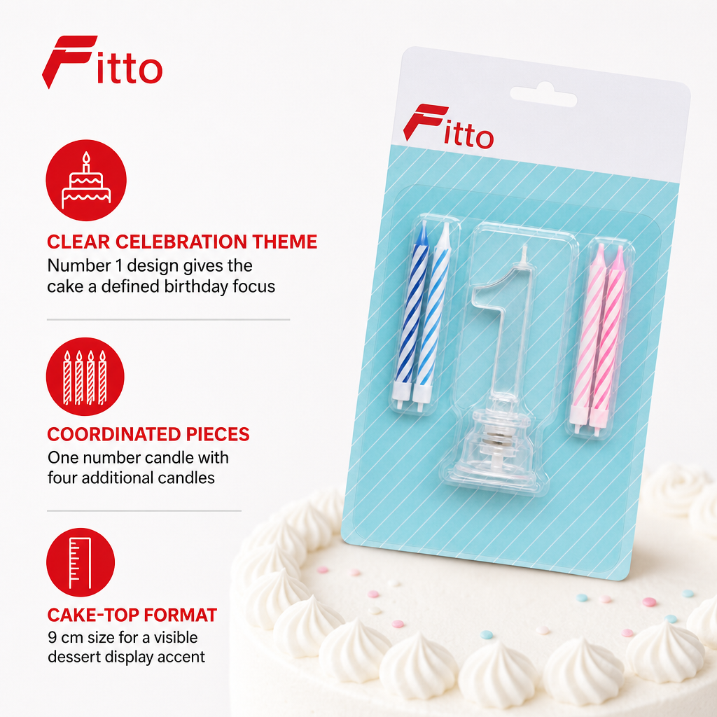 144 Pieces LED Happy Birthday Number 1 Cake Candle Set with 4 Candles, 9 cm