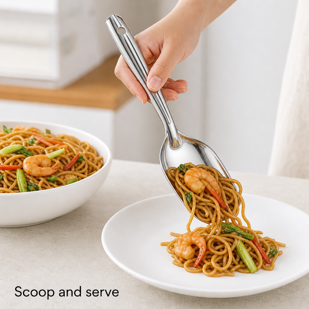 144 Pieces Silver Stainless Steel Noodle Server Spoon, 30 cm, 1 Piece