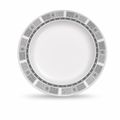 120 Pieces Soup Plate, 9 Inch, Grey With Geometric Border, Round Tablewares Dish