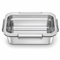96 Pieces Food Storage Containers, Silver Rectangular Stainless Steel Box with Clear Locking Lid, 24 x 18 x 8 cm