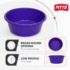 96 Pieces Round Plastic Wash Basin Size 15, Purple, 39 cm