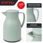 72 Pieces 1-Litre Vacuum Flask with Handle and Pour Spout, Green or White, 1 Piece