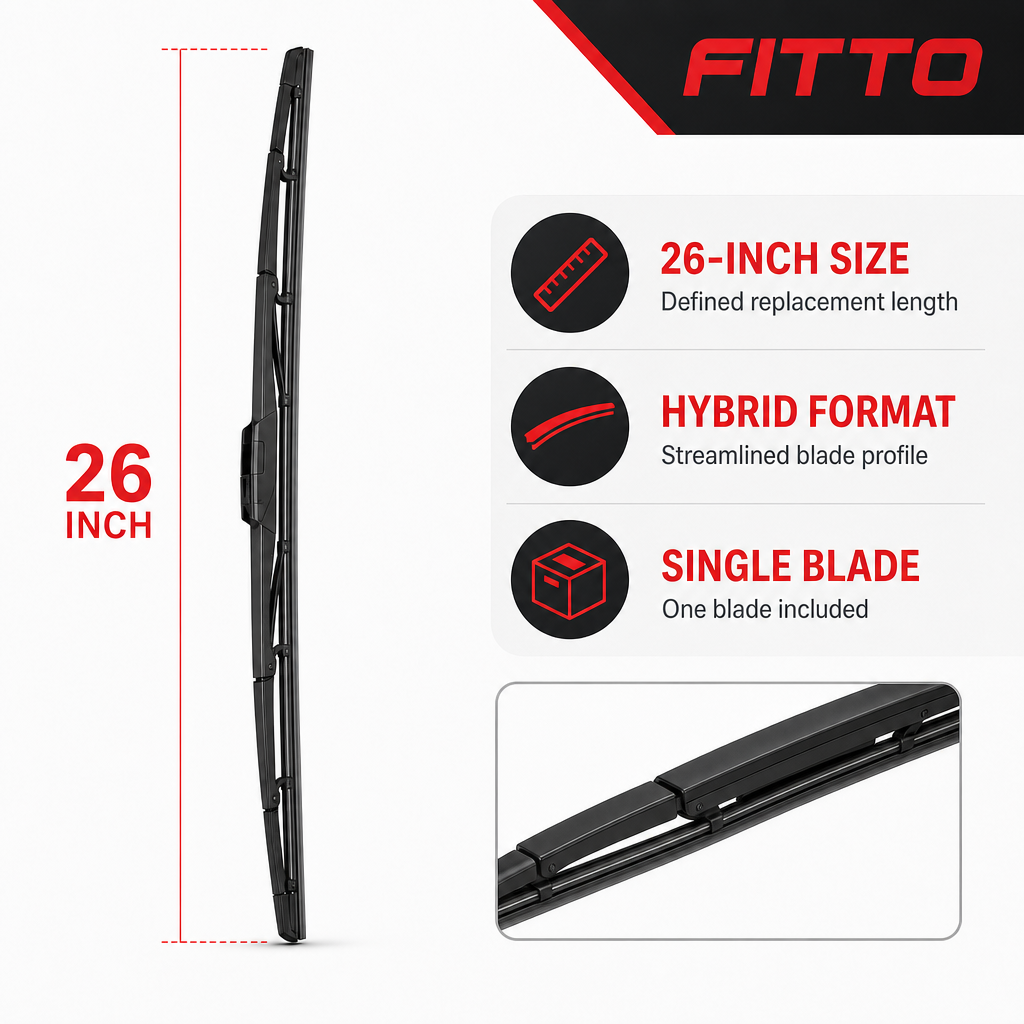 96 Pieces Hybrid Windshield Wiper Blades, 26 Inch, Single Replacement Blade