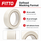 144 Pieces Self-Adhesive Masking Tape, White, 36 mm x 30 yd, 1 Roll