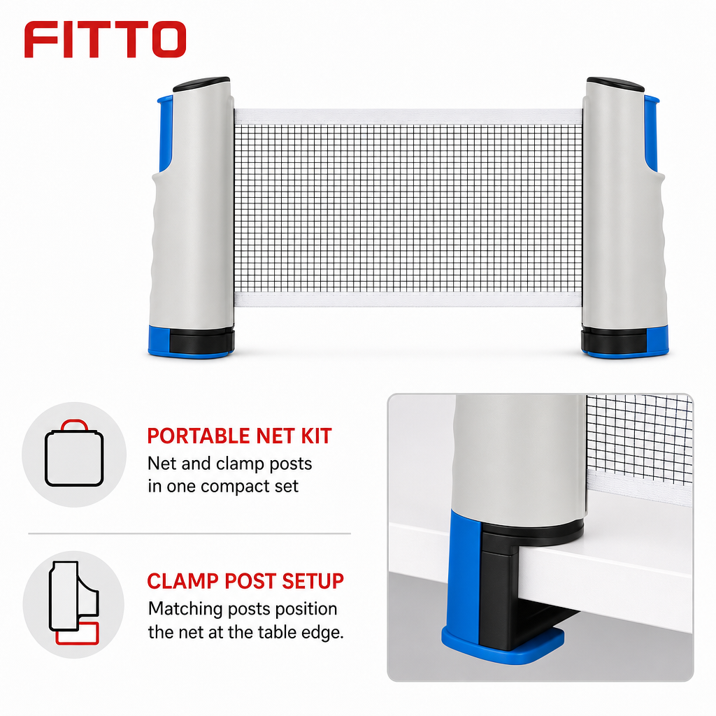 72 Pieces Portable Table Tennis Net with Clamp Posts, Compact Tabletop Practice Set