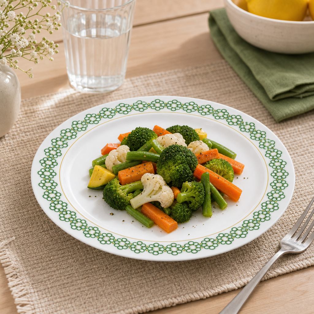 120 Pieces Dinner Plate, 8 Inch, White with Green and Yellow Decorative Pattern
