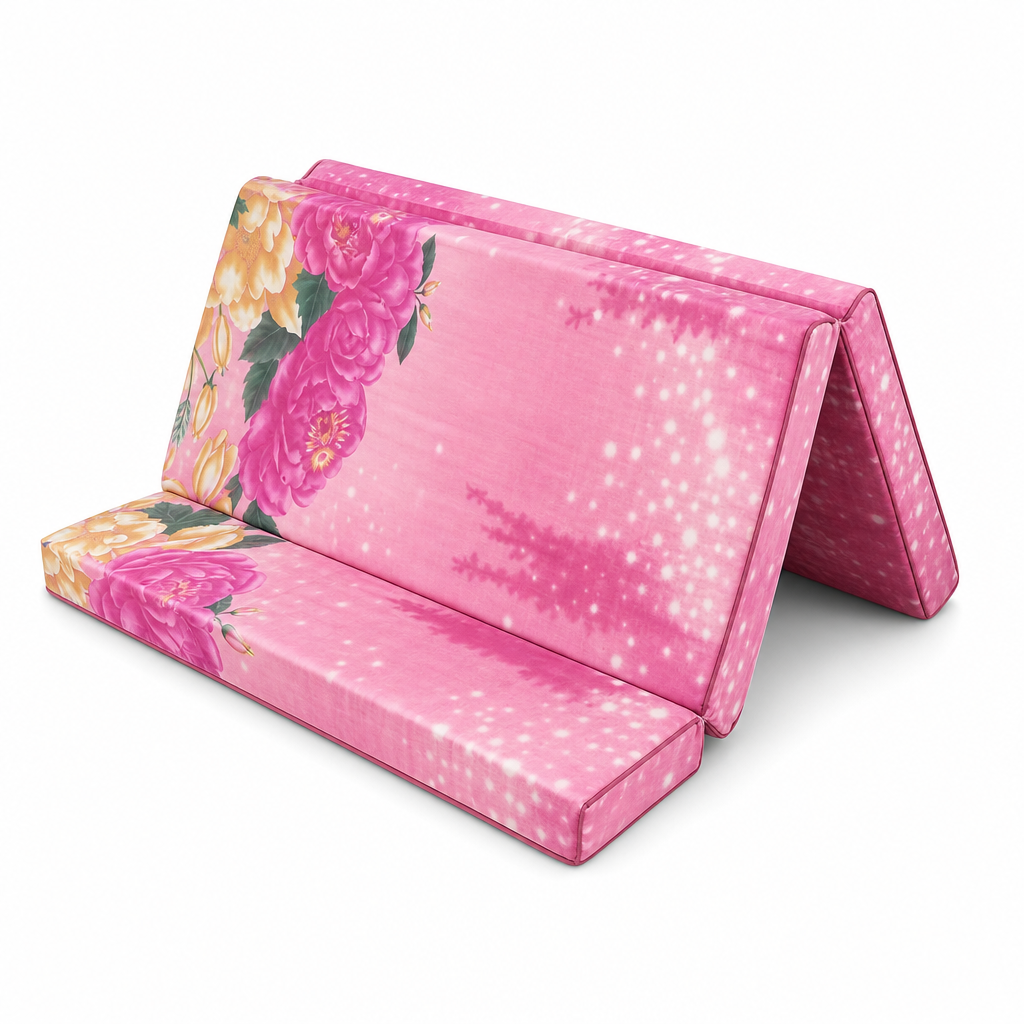 48 Pieces Folding Foam Mattresses, 3-Fold Design, 6 cm Thick, Pink