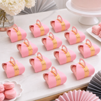 96 Pieces Pink Handled Candy Favor Boxes, 7 x 7 x 8 cm, 12 Pieces