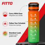 96 Pieces Gradient Water Bottle with Carry Handle, Time Markings, Orange Green, 26 cm