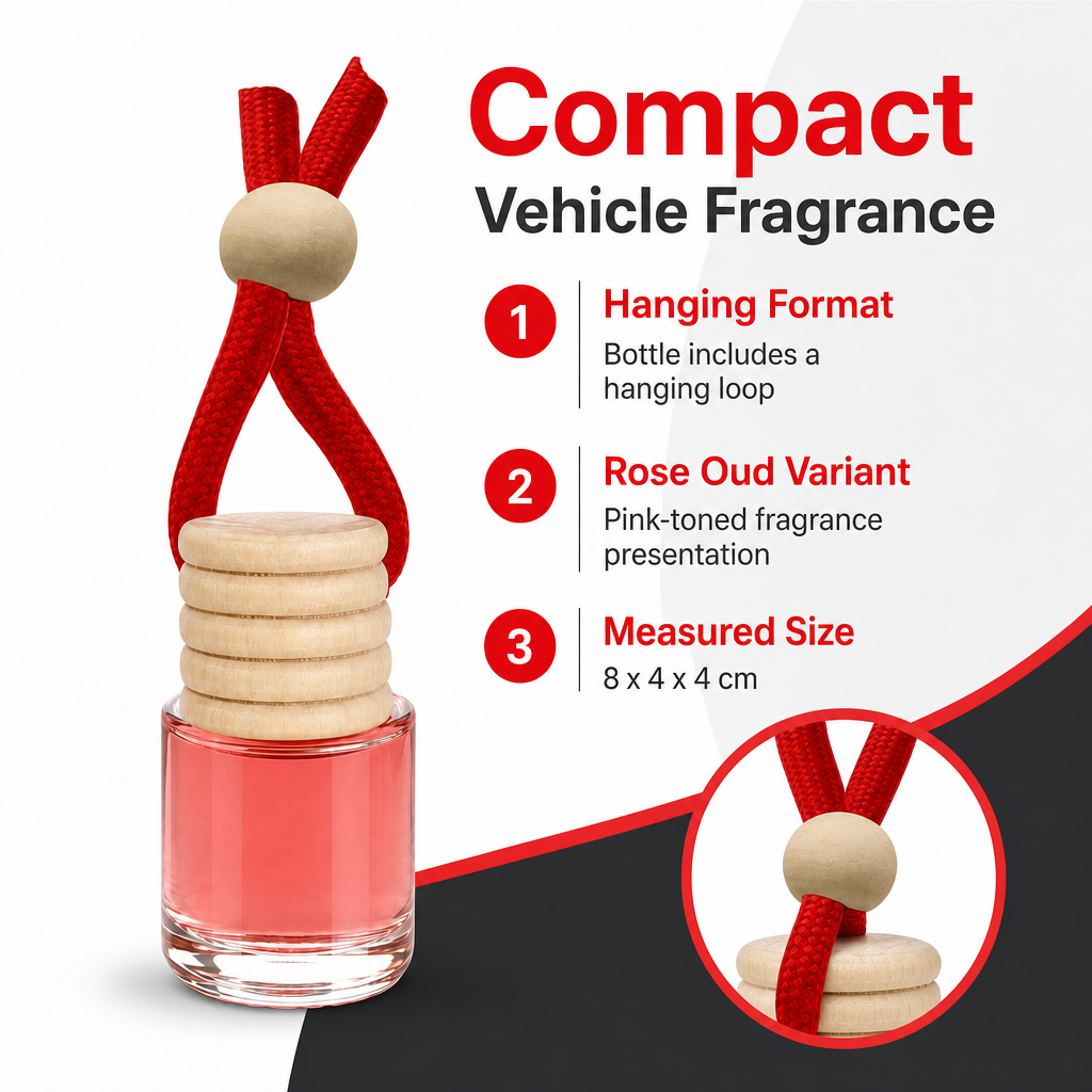 144 Pieces Hanging Bottle Air Freshener, Rose Oud Scent, Car Interior Fragrance, 8 x 4 x 4 cm
