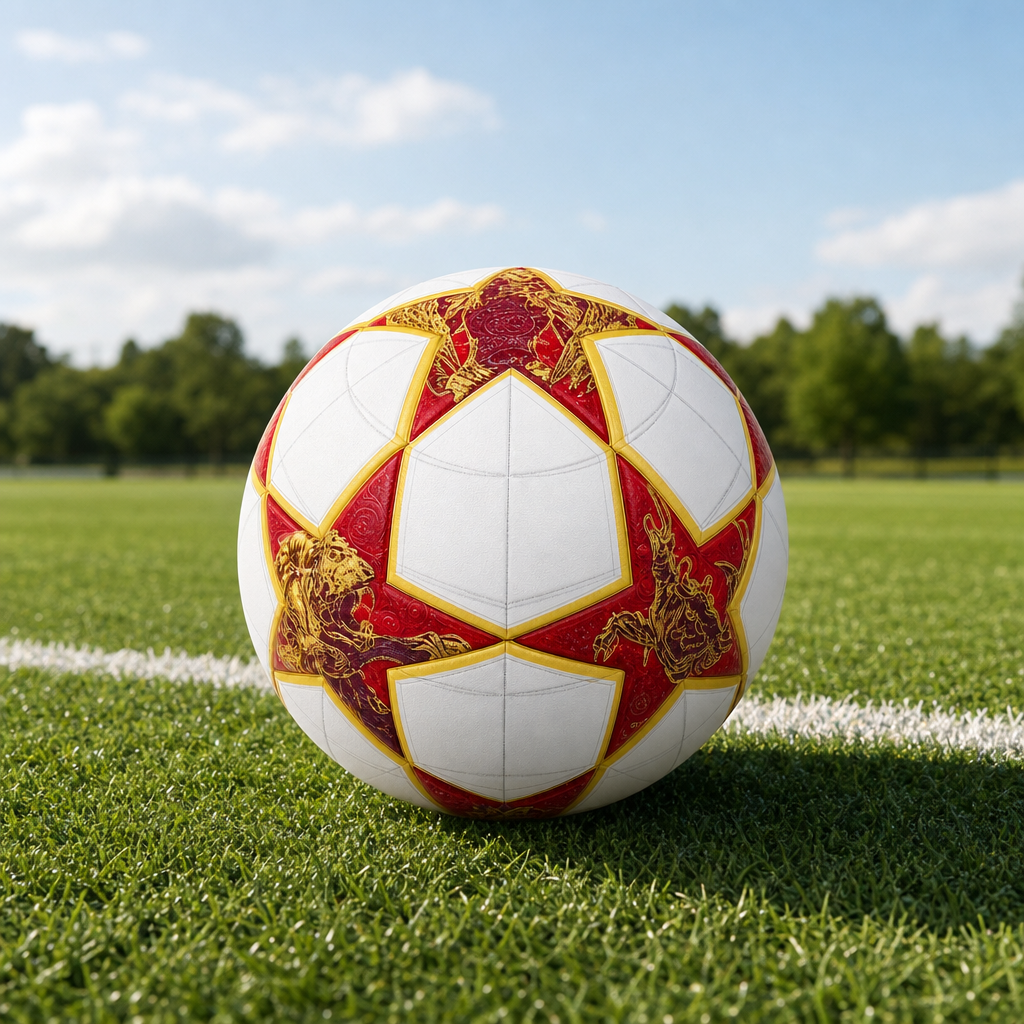60 Pieces Size 5 Football, Red and Gold Design, 22 cm Sports Ball for Recreational Play
