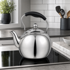 48 Pieces Stainless Steel Stovetop Kettle, 1.5 L, Silver With Black Handle, 1 Piece