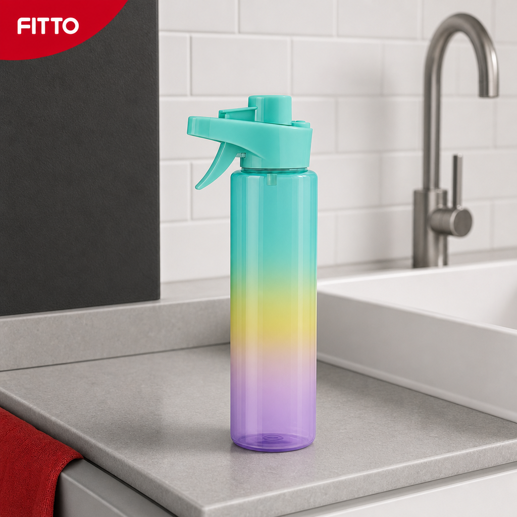 96 Pieces Clear Plastic Spray Bottle with Trigger Nozzle, Translucent Multicolor Gradient, 25 cm