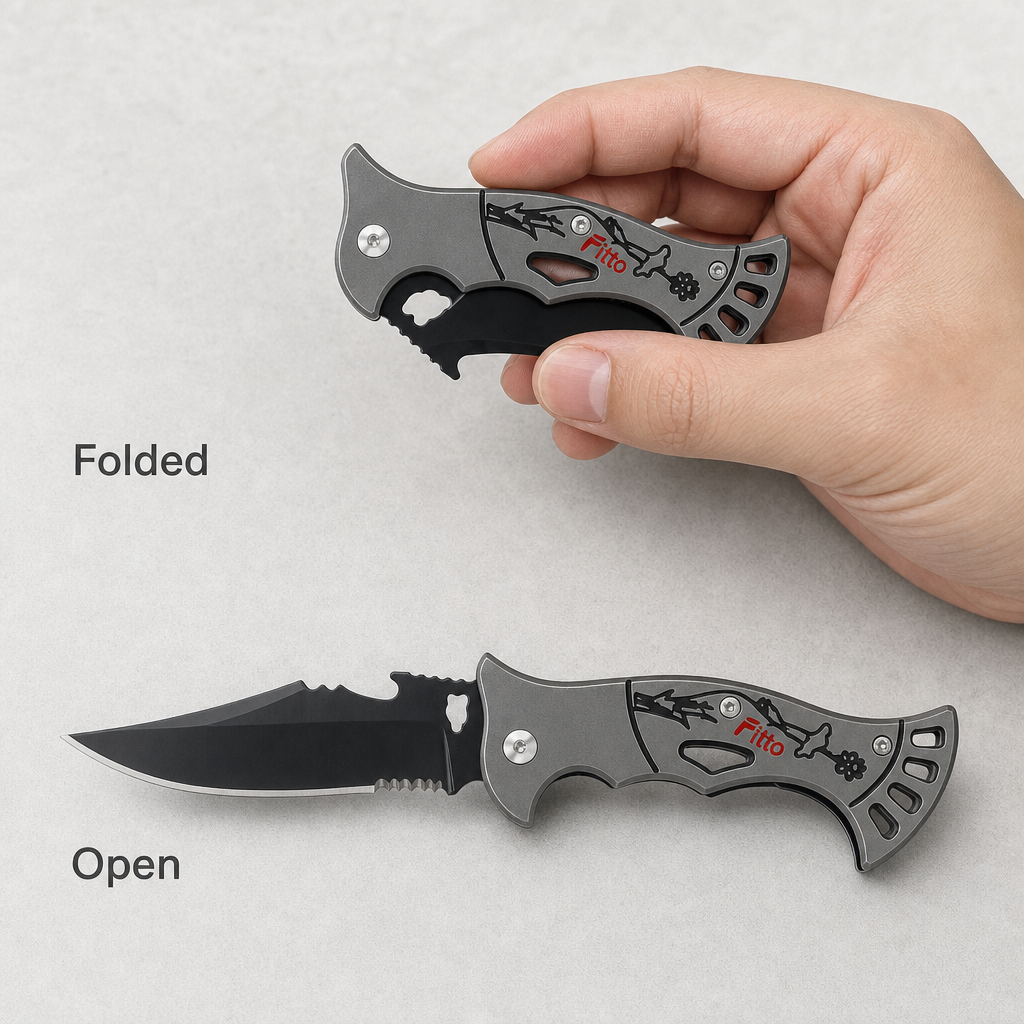 120 Pieces Folding Pocket Knives, 20 cm Open Length, Grey and Black, 1 Piece
