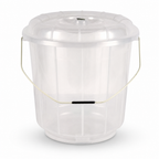 96 Pieces Transparent Plastic Bucket with Lid and Carry Handle, 7 Litre
