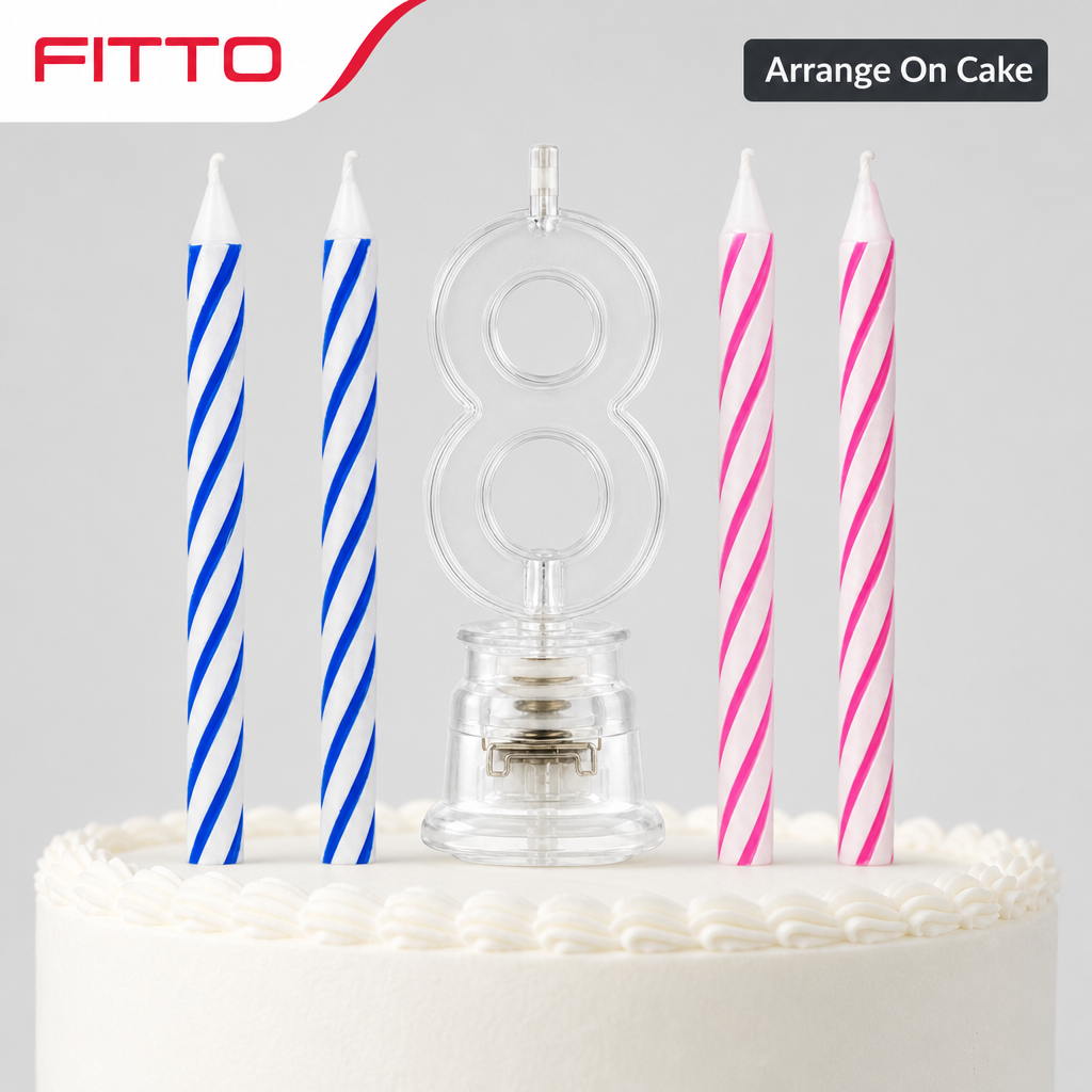 144 Pieces LED Happy Birthday Number 8 Cake Candle Set with 4 Candles, 9 cm