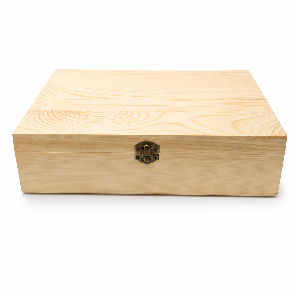 72 Pieces Wooden Storage Box, Natural Wood Grain, Front Clasp, 12 x 8 Inch