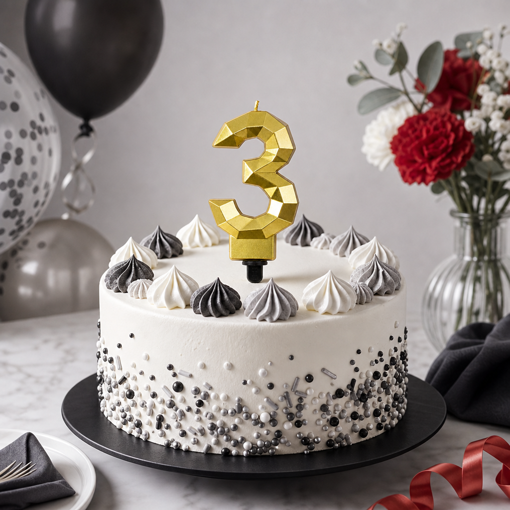 240 Pieces Number 3 Cake Candle, 3 in, Assorted Colours, 1 Piece