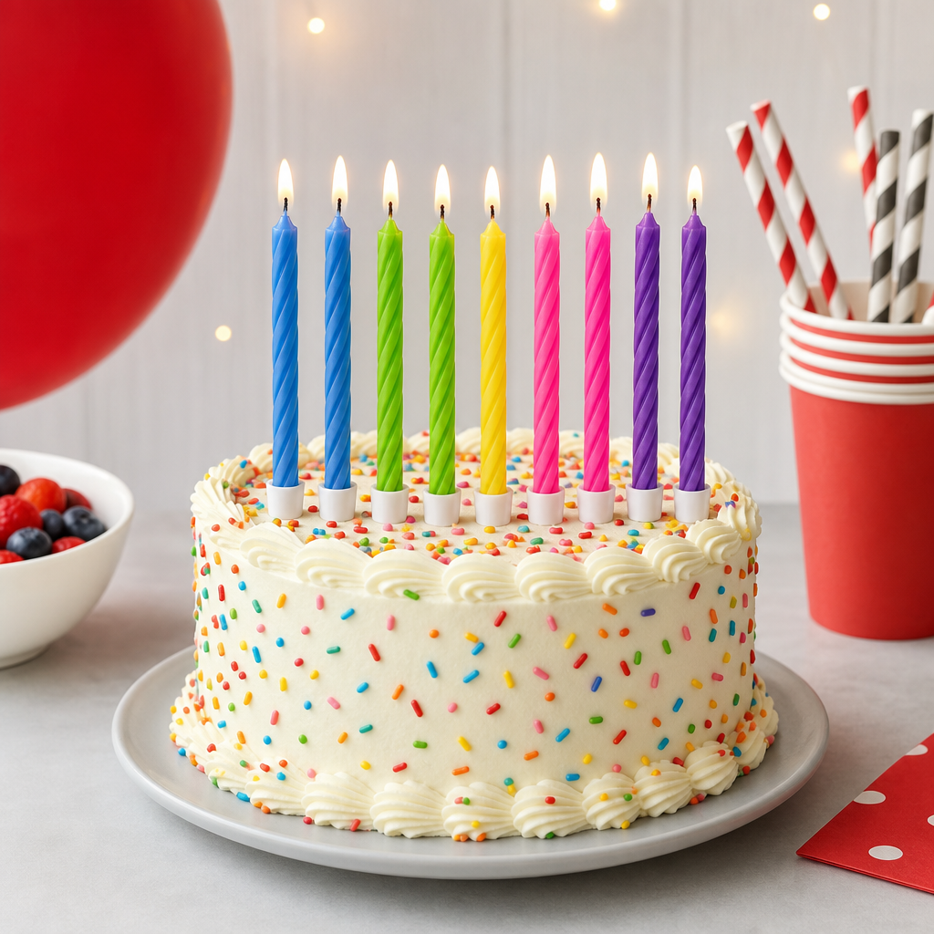 240 Pieces Birthday Candles with Holders, 10 Pieces, Assorted Colours for Cake and Party Decoration