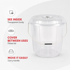 96 Pieces Transparent Plastic Bucket with Lid and Carry Handle, 20 Litre