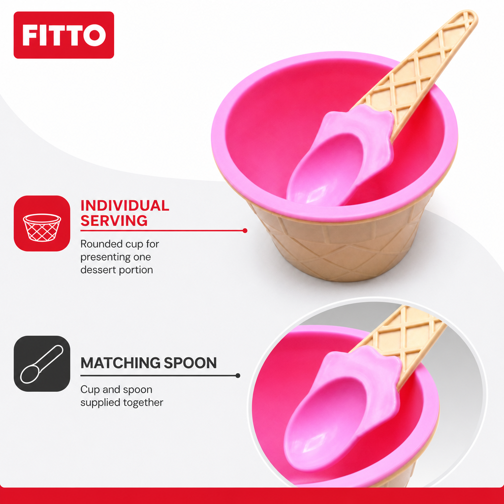 240 Pieces Ice Cream Cup with Spoon, Plastic Dessert Serving Bowl, Blue or Pink, 1 Piece