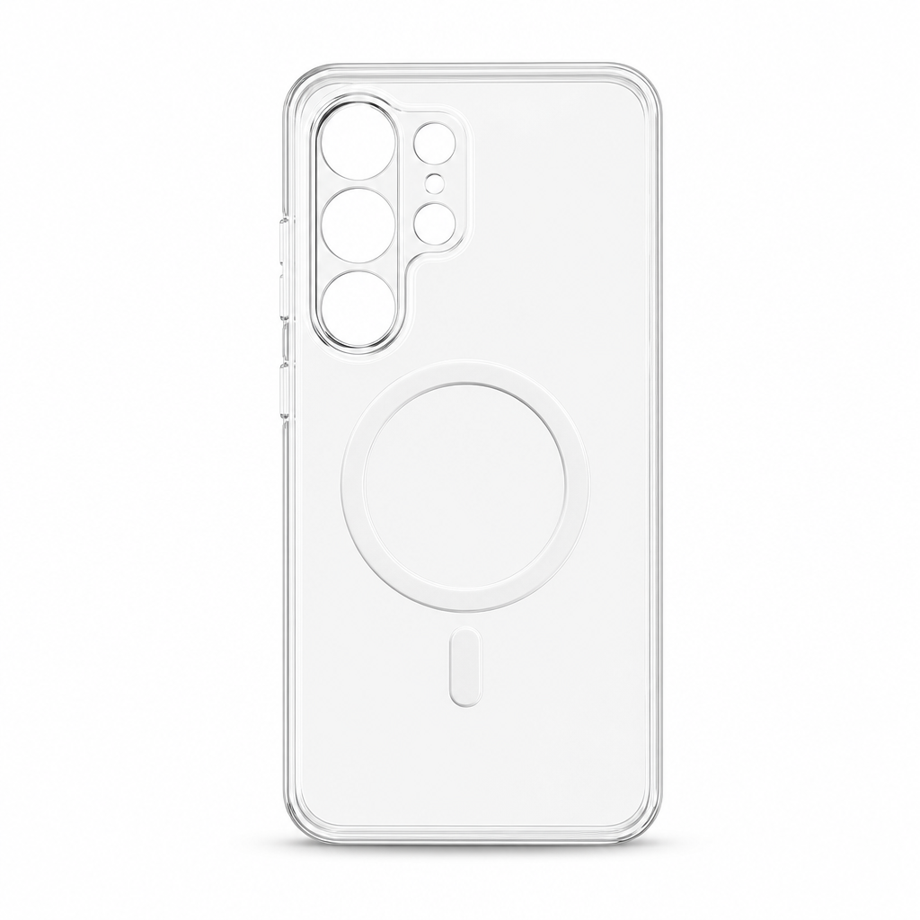 96 Pieces Crystal Clear Magnetic Phone Cases with Ring for Wireless Charging and Raised Camera Protection