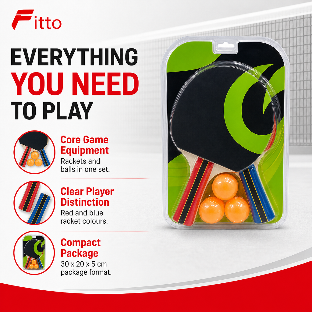 96 Pieces Table Tennis Racket Set with Balls, Red and Blue