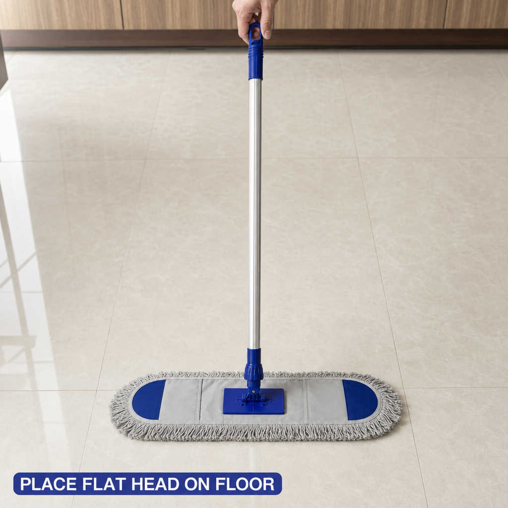60 Pieces Flat Mop with Telescopic Aluminium Handle, 60 cm Cleaning Head