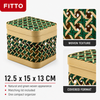 96 Pieces Woven Storage Box with Lid, Natural and Green, 12.5 x 15 x 13 cm