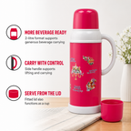 72 Pieces 2-Litre Insulated Vacuum Flask with Handle and Cup Lid, Assorted Floral Design, 1 Piece