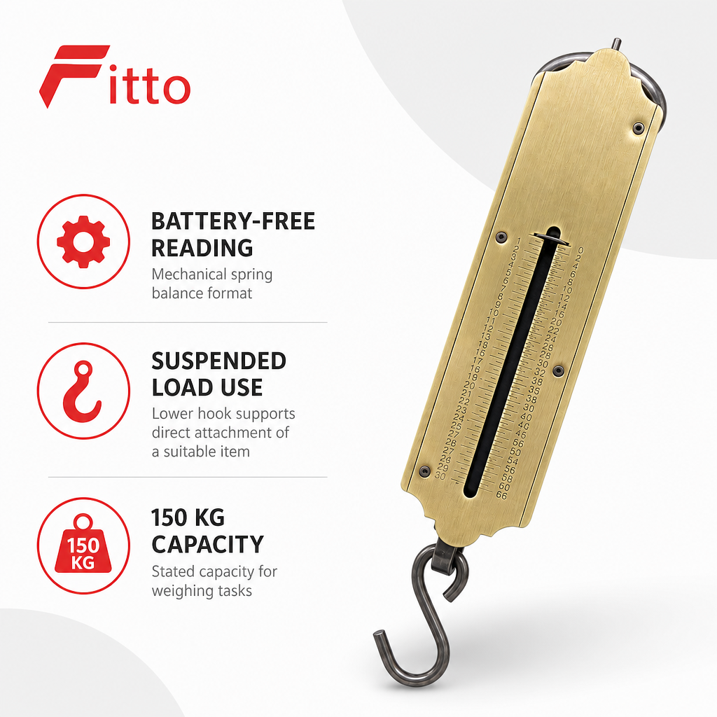 60 Pieces Heavy Duty Mechanical Spring Balance Hanging Scale, 150 kg Capacity, 22 cm, Brass, 1 Piece