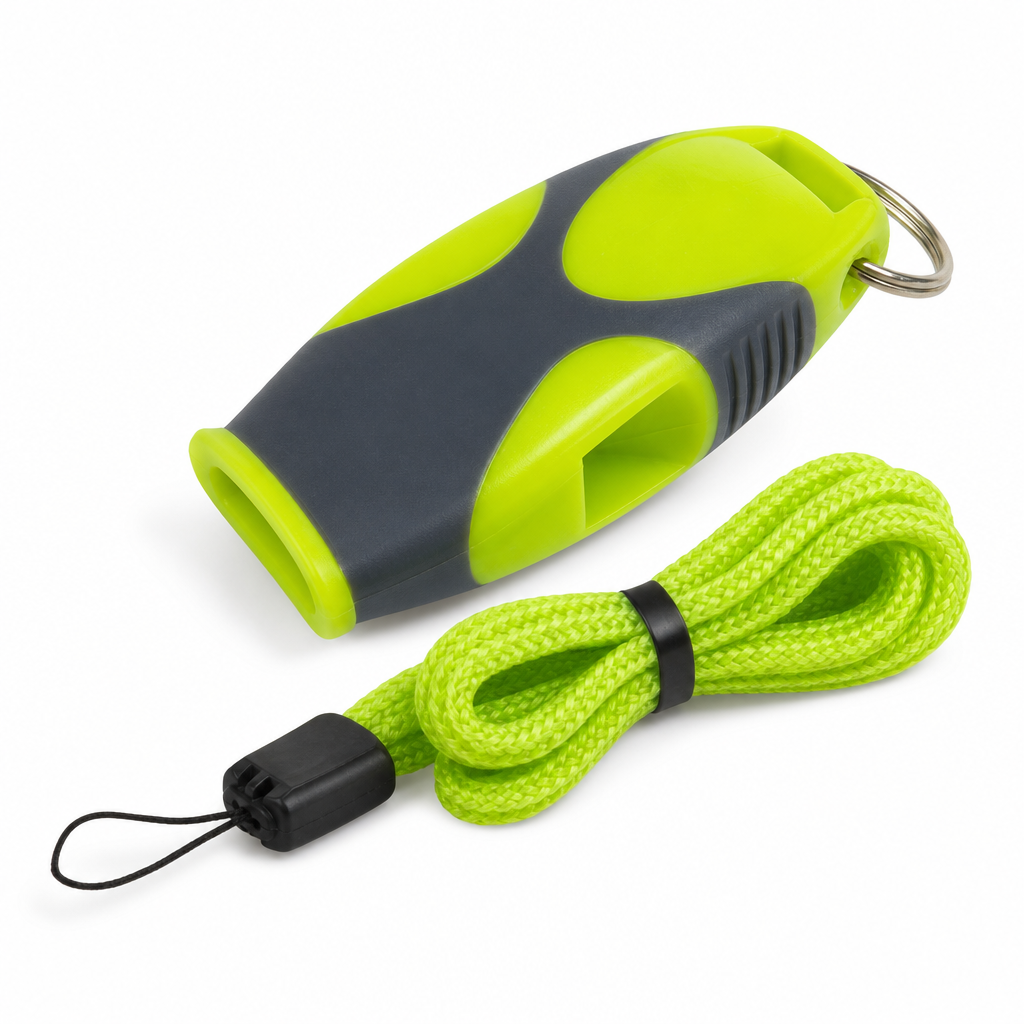 96 Pieces Pealess Sports Whistles with Lanyard, Lime Green and Black