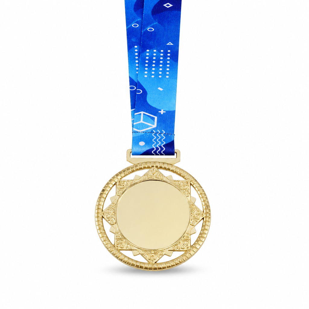 144 Pieces Award Medal with Blue Ribbon, Metallic Finish, 8 x 7 x 2 cm