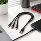 120 Pieces 3-in-1 Charging Cable, 1.2m Multi-Connector Cable for Lightning, Micro USB and Type-C Devices