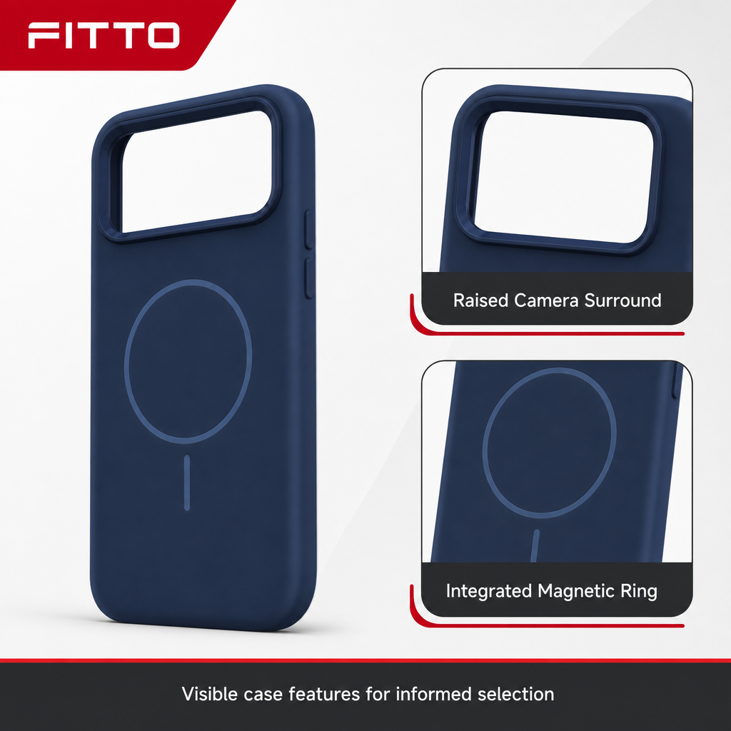 120 Pieces Silicone Magnetic Phone Cases with Raised Camera Protection for 17 Pro, Navy Blue