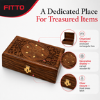 96 Pieces Carved Wooden Keepsake Box with Brass Latch, Rectangular Storage Container, 8 x 5 Inch