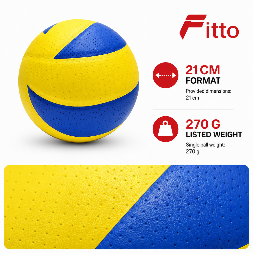 72 Pieces Volleyball, Yellow and Blue, Soft-Touch Textured Surface, 21 cm, 270 g