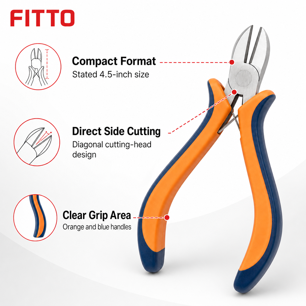120 Pieces Mini Diagonal Side Cutting Pliers, 4.5 Inch, Orange Blue Silver, 1 Piece