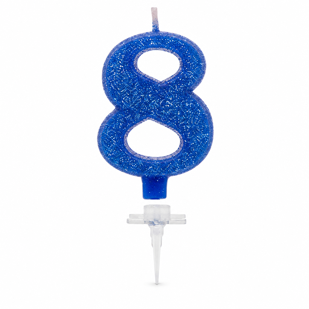 240 Pieces Assorted Colour Sparkling Number 8 Cake Candle, 3 in, 1 Piece