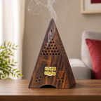 72 Pieces Wooden Pyramid Incense Burner Box, 6.5 Inch, Perforated Decorative Holder