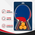 96 Pieces Table Tennis Racket Set, 2 Rackets and 3 Balls, Red and Blue Paddle Set for Recreational Matches