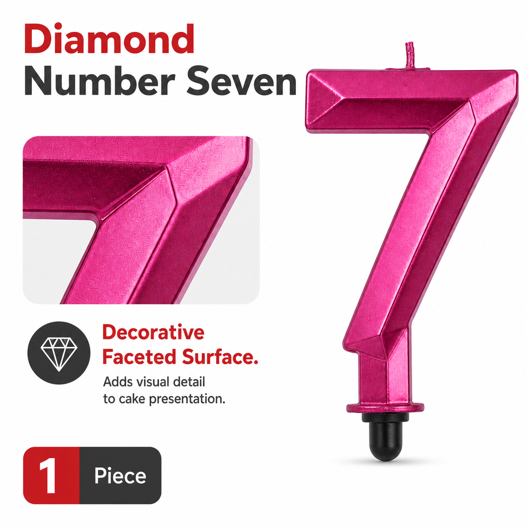 240 Pieces Assorted Colour Diamond Number 7 Cake Candle, 3 Inch, 1 Piece